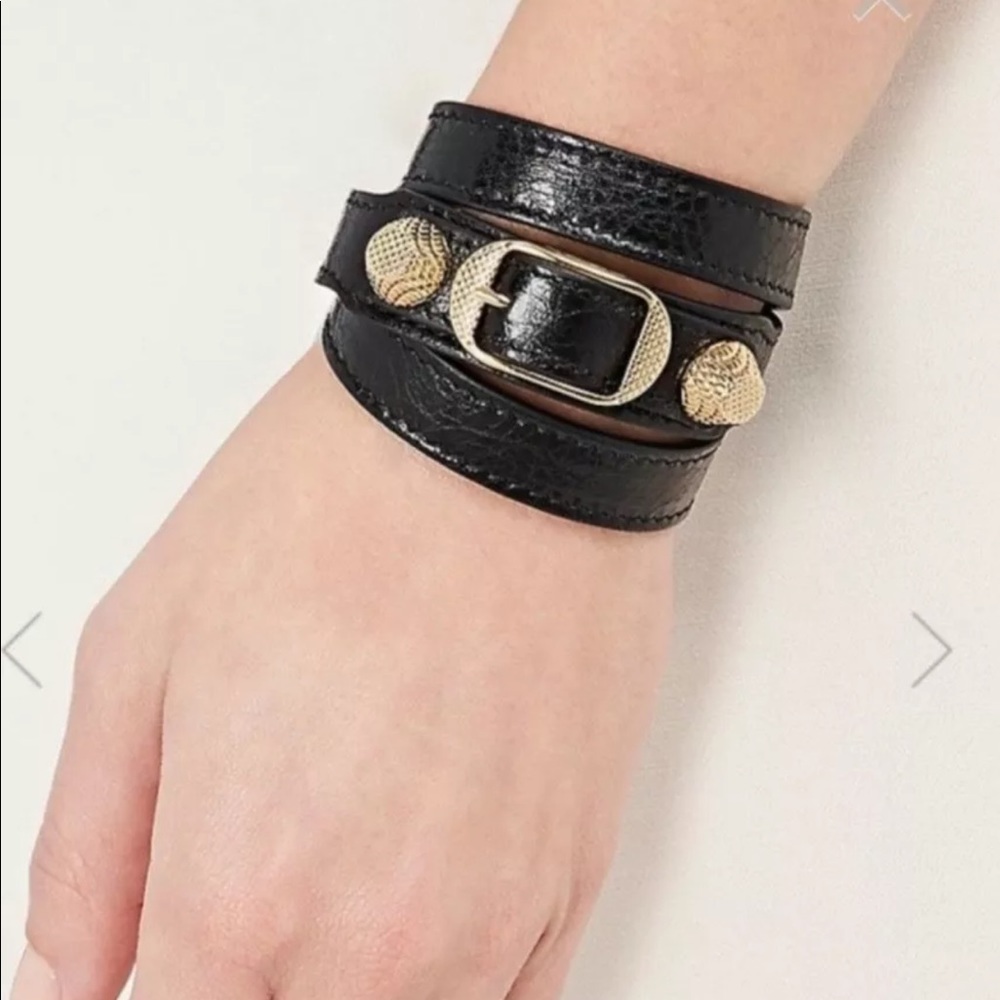 Balenciaga Leather Bracelet Black